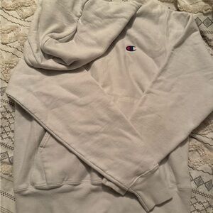 Champion White Crew Neck Sweater with Embroidered Logo
